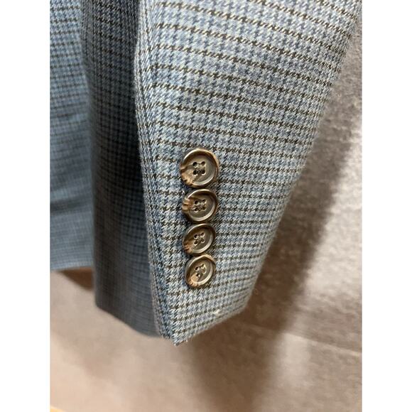VGT Lauren Ralph Lauren Grey Blue Poly Rayon Blend Plaid Sport Blazer Size 44R - Picture 5 of 11